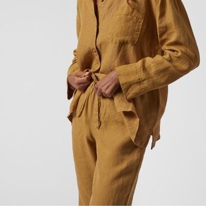 Parachute Linen Pajama / Lounge Set in Ochre NWT